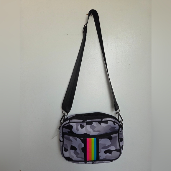 Haute Shore Neoprene Drew Camo Compact Crossbody With Stripes Adjustable Strap - Picture 12 of 14